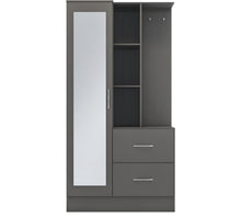 Load image into Gallery viewer, Cairo 1 Door Mirrored Open Shelf Wardrobe - Property Letting Furniture
