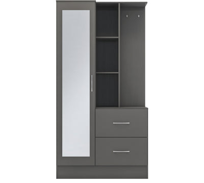 Cairo 1 Door Mirrored Open Shelf Wardrobe - Property Letting Furniture