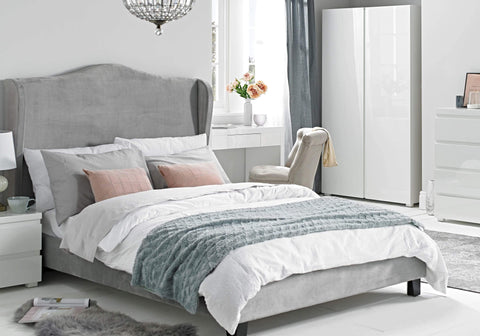 Chateaux Silver Velvet Bed | PLFS London